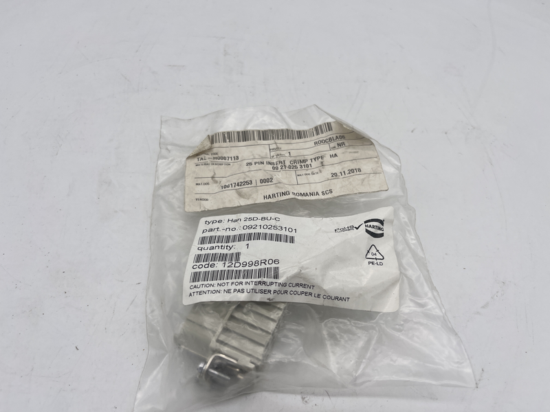 Connettore 25 pin crimp TYPE ha 09210253101