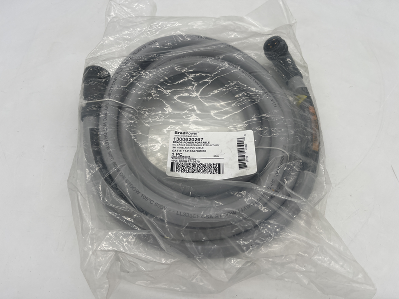 Mc 4-pole male/female st/90 alt-key 3m 14/4 black pvc cable 1300620267