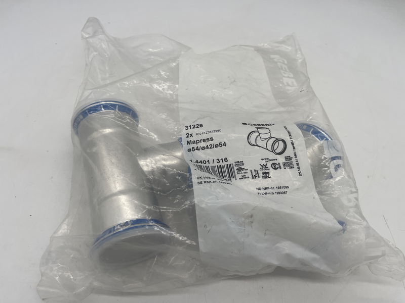 Raccordo a t in acciaio inox diametro 54/42/54 31226