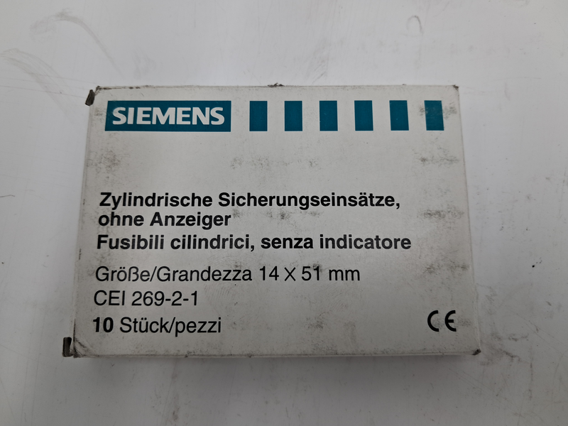 Fusibili Cilindrici, senza indicatore confezione da 10 pezzi 3NW6 107-1