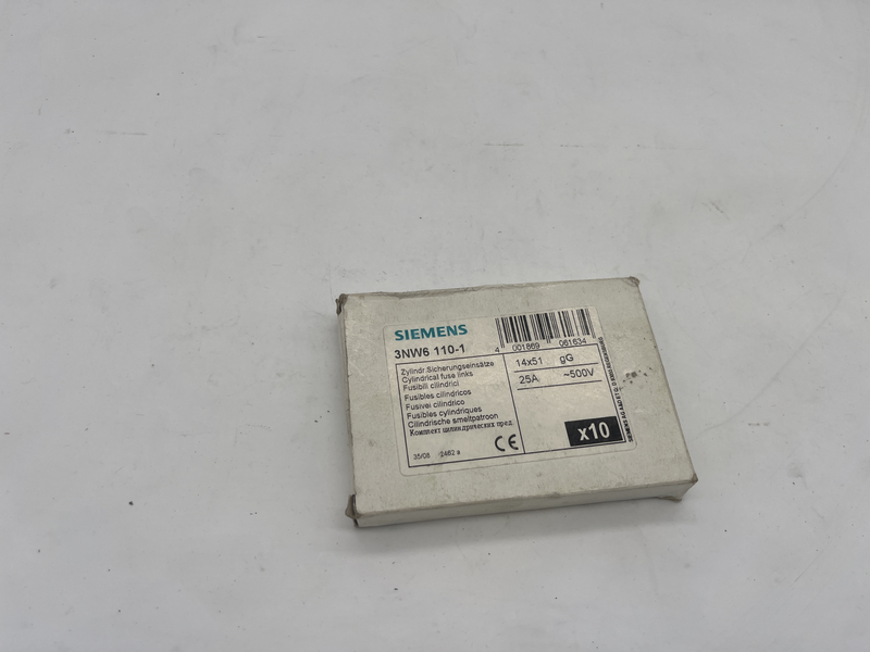 Cylindrical Fuse, 25 Amps confezione da 10 pezzi 3NW6 110-1