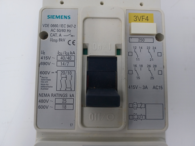Molded Case Circuit Breaker 250 A con viti di fissaggio 3VF4211-1BM41-0AA0