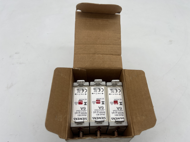 Fusibile 500v 6a confezione da 3 pezzi 3na6 801