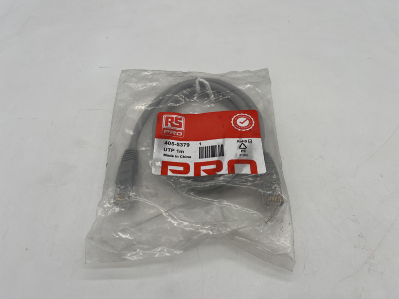 Cavo Ethernet Cat5e (U/UTP) RS PRO, guaina in PVC col. Grigio, L. 1m, Con terminazione 405-5379