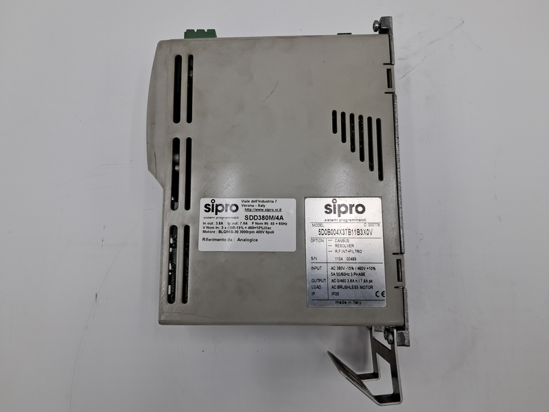 OPTION|- CANBUS.RESOLVERR.F.INT+FILTROSN110400489 INPUTAC 380V -15% / 460V +10%5A 50/60Hz 3 PHASE AC 0/460 3,8A n / 7,6A pkAC BRUSHLESS MOTORIP20made 5D0B004X3TB11B3XOV
