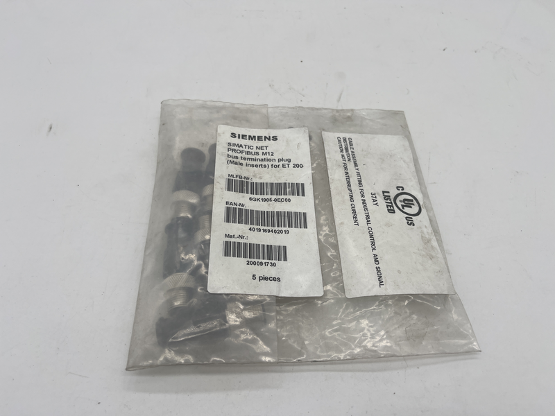 Confezione da 5 pezzi Simatic net profibus m12 male insert for et 200 6gk1905-0ec00