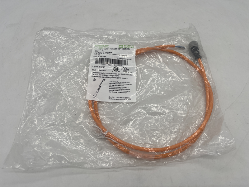 M12 female 0^ with cable pur 4x0.34 or ul/csa+robot +drag chain 1 metri awg 22 250v ac/dc/4a 7000-12221-8460100