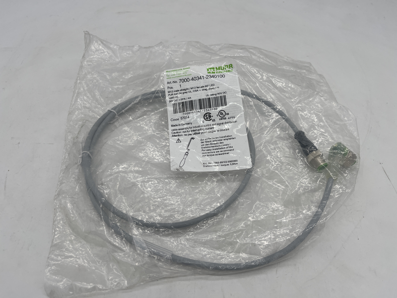 M12 male straight/m12 female 90^ led pur 4x0,34 grey ul,csa+drag chain 1 metro 7000-40341-2340100