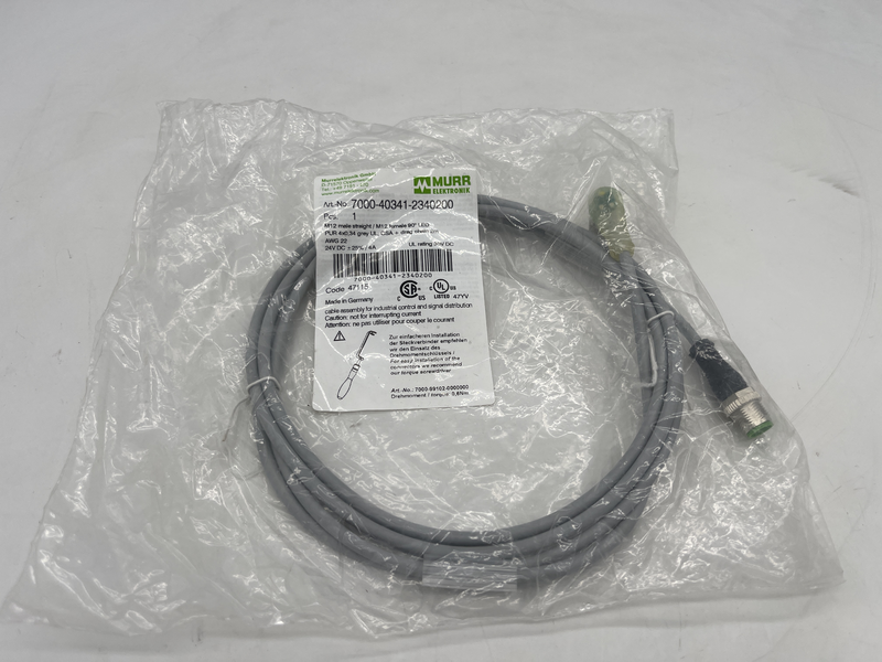 M12 male straight m12 female 90^ led pur 4x0,34 grey ul,csa+drag chain 2 metri 7000-40341-2340200