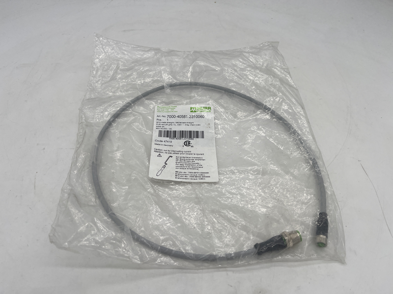 M12 male straight m8 female straight  pur 4x0,25 grey ul,csa+drag chain 0,6 metri 7000-40581-2310060