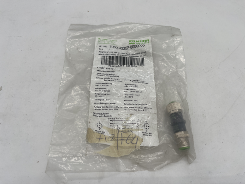 Adaptor m12 male m12 female 4 pin shielded 7000-42252-0000000