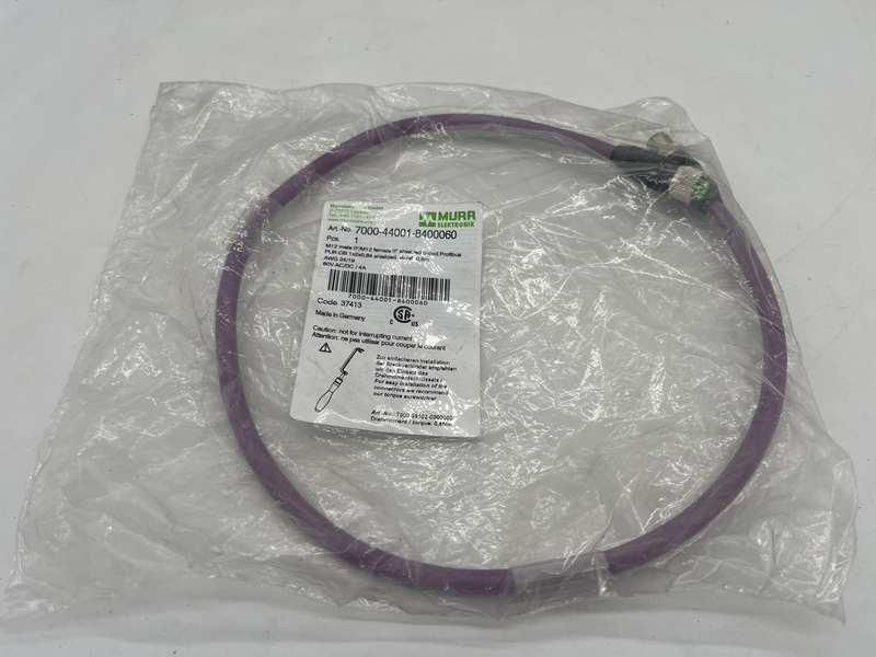 M12 male 0*/m12 female 0* shielded bcod profibus pur-ob 1x2x0,64 shielded violet 0,6 metri awg 24/19 60v ac/dc 4a 7000-44001-8400060