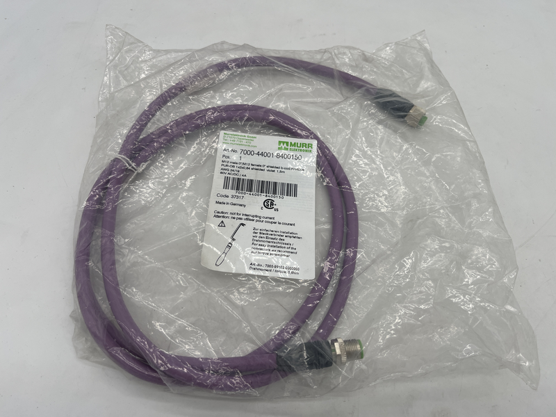 M12 male 0* shielded b-cod profibus pur-ob 1x2x0,64 shielded violet 1,5 metri awg 24/19 60v ac/dc 4a 7000-44001-8400150