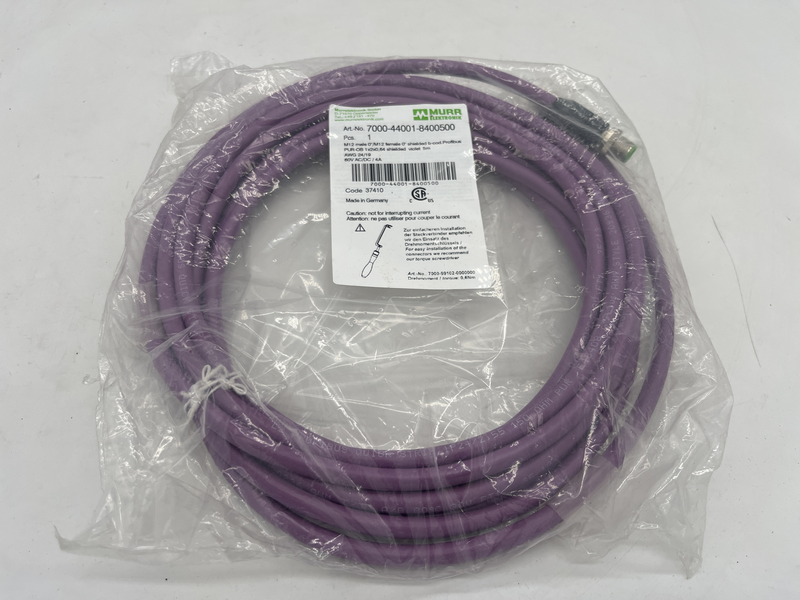 M12 male 0* shielded b-cod profibus pur 1x2x0,64 shielded violet 5 metri awg 24/19 60v ac/dc/4a 7000-44001-8400500