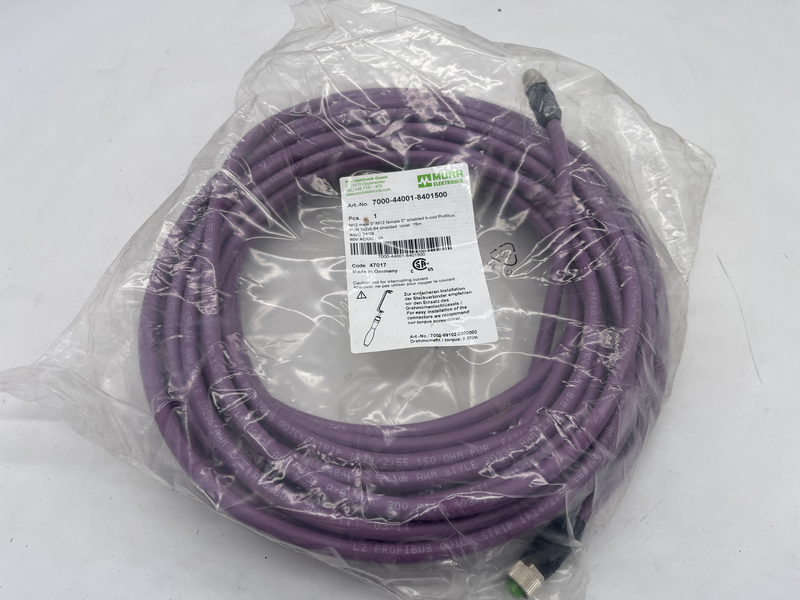 M12 male 0^ / m12 female 0^ shielded b-cod profibus pur 1x2x0,64 shielded violet 15 metri 7000-44001-8401500