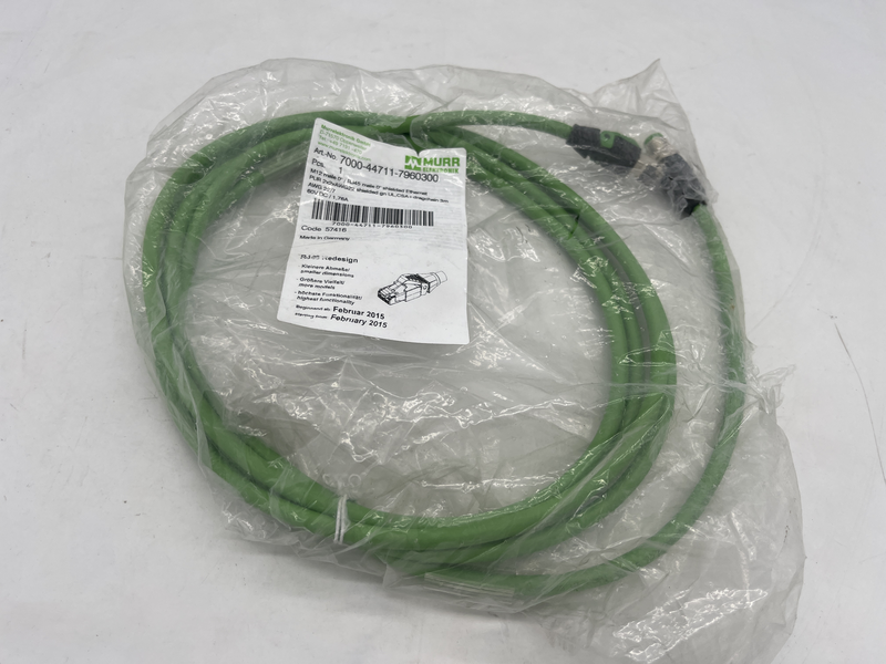 M12 male 0^\\\\rj45 male 0^ shielded ethernet pur 2x2xawg22 shielded gn ul,csa+drag chain 3 metri 7000-44711-7960300