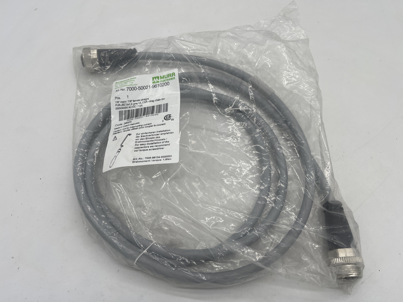 Cavo di alimentazione 7/8”male/7/8”female straight pur-jbz 5x1,5 greY UL,CSA+drag chain 2 metri 230v/400v ac/dc 12a 7000-50021-9610200