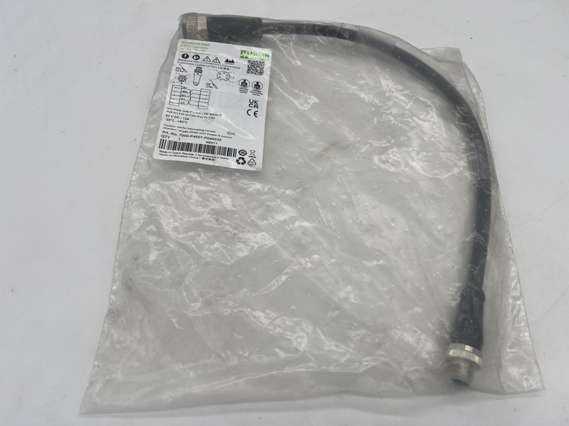 M12 power male 0^ l-cod / 7/8” female 0^ pur 5x1.5 bk ul,csa+drag chain ch. 0,3 metri 7000-p4501-p040030