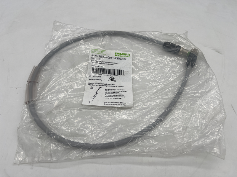 M12 male straight/ m12 female straight pur 5x0,5 grey drag chain 0,6 mt 7999-40041-4370060