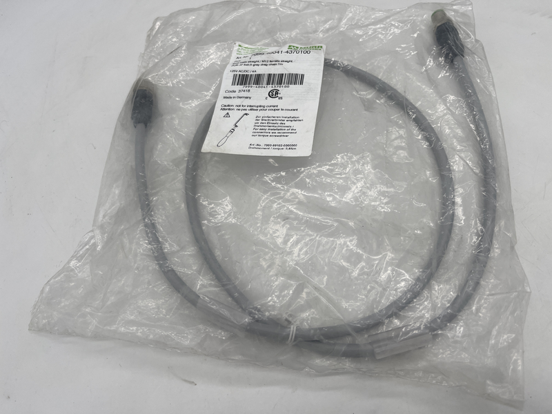 M12 male straight/ m12 female straight pur jz 5x0,5 grey drag chain 1 metro 7999-40041-4370100