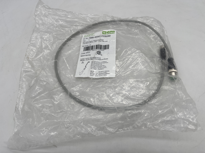 M12 male straight/m8 female straight pur-ob 3x0,34 grey ul csa+ drag chain 0,6 mt 7999-40561-2330060
