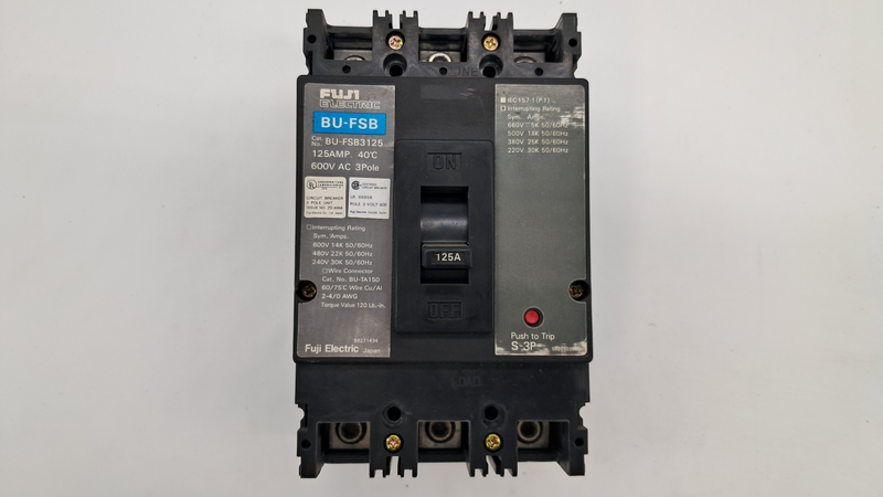 BU-FSB3125 125AMP 40°C.600V AC 3Pole BU-FSB3125