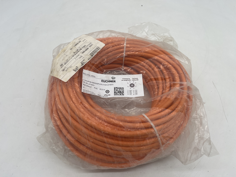 M12 female plug, 8-pin; Straight plug connector; PVC cable, screened; Cable length 25 m C-m12f8-08x025pv25,0-ga-077872