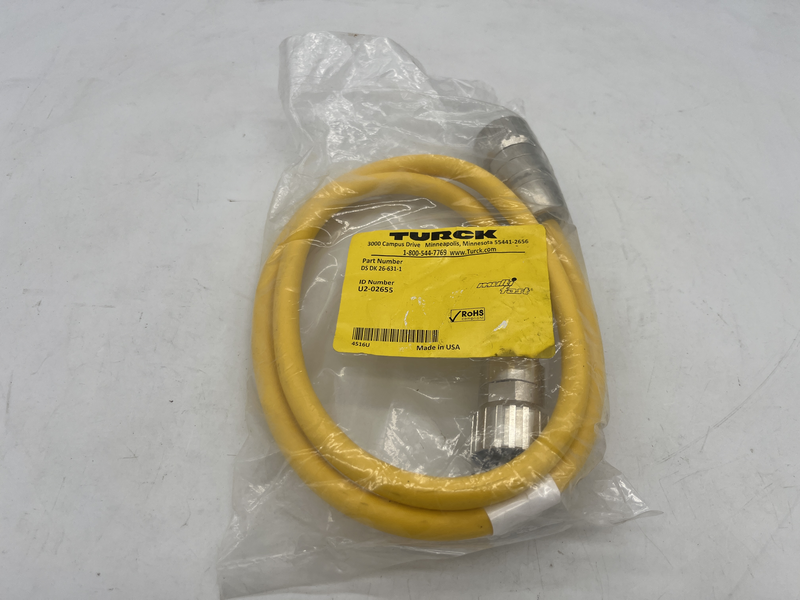 Double-ended cable / cordset - Turck - #U2-02655 - 1m / 3ft length - pre-equipped with 26-pin M27 multifast male connector (female coupl Ds dk 26-631-1