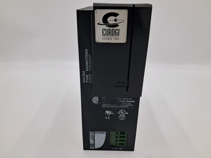 24V/20ATYPE ASWCT2024CODE 11E003257 / Stromversorgung Competent 24V/20ATeile-Nr.: 149001-61116|Pri.380-500V (Stern 220-289) 3wire+PE; 47-63HzNennstrom 1,5A bei 400VACSec. 24VDC 20A TA = 40°Cdauerkurzschluf- und leerlauffestFrei Nr. 149001-61116 EASWCT2024