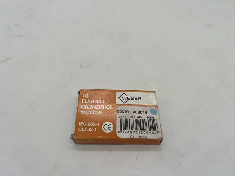 Fusibile 10,3x38 16a 600v confezione da 10 pezzi Iw 1460016