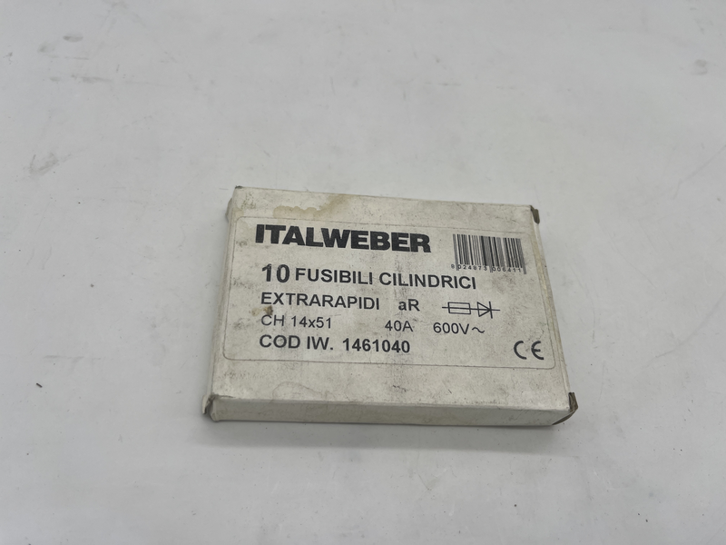 Fusibile cilindrico 14 x 51 mm - Tipo: CH14 - Curva: aR extrarapida - Corrente = 40A - Tensione = 600V confezione da 10 pezzi Iw 1461040
