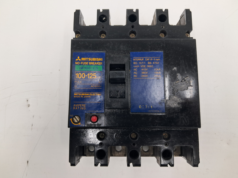 MITSUBISHI NO-FUSE BREAKER NF100-CS 100-125AMP. POLE 4P Ui AC600V NF100-CS