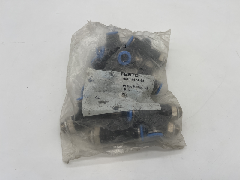 Raccordo a innesto a T QSTL-1/2-12 Orientabile a 360°,filettatura esterna con esagono esterno. Taglia=Standard, Diametro nominale=10,3 mm confezione da 10 pezzi Qstl-g1/4-10