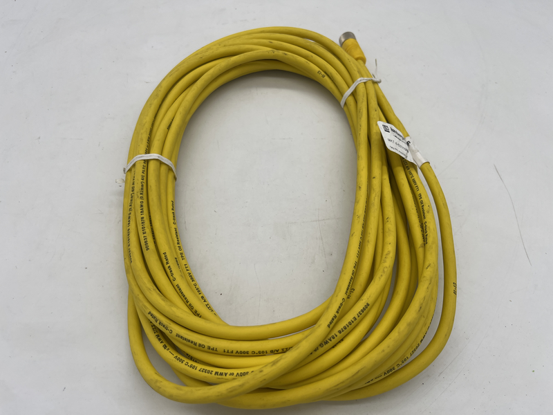 Cordset, M12, Female Straight, 4 Pole, 10 Meter, TPE, Yellow Rkt 4-637/10m