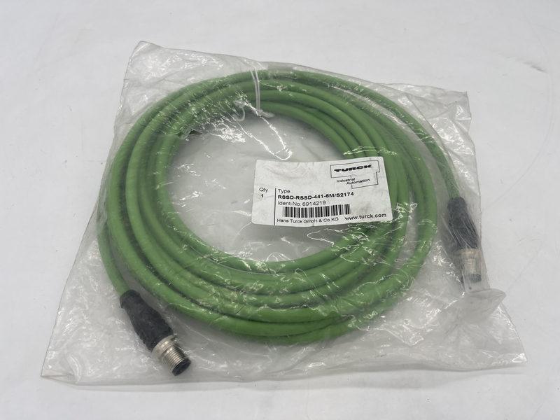 Male connector, M12 x 1, straight, D-coded. Number of Pins. 4. Contacts Rssd-rssd-441-6m/s2174