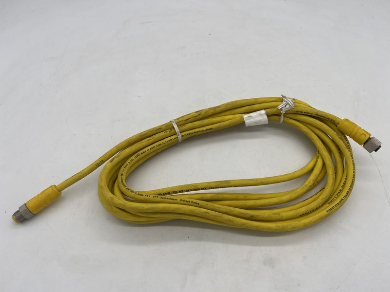 M12 mas. 0° 4 poli / M12 fem. 0° 4 poli con filetto autobloccante cavo TPE/PLTC giallo 5m Rst 4-rkt 4-637/5m