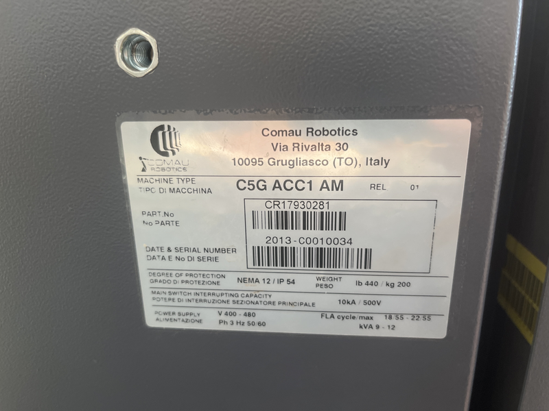 ROBOT ANTROPOMORFO SMART-5NM 16-3,1 HAND ;ASSI:6; SBRACCIO:3100 MM ;PORTATA AL POLSO:16 KG ;PREDISPOSIZIONE:MANIPOLAZIONE ;ANNO DI COSTRUZIONE:2012 ;COMPLETO DI:CAVI DI ALIMENTAZIONE-QUADRO ELETTRICO MODELLO C5G ACC1AM-TASTIERINO DI PROGRAMMAZIONE ROBOT TESTATO FUNZIONANTE CON POSSIBILITA DI POTERLO RICONDIZIONARE(INTERVENTI:VERNICIATURA,SOSTITUZIONE OLII RIDUTTORI E BATTERIE A TAMPONE)