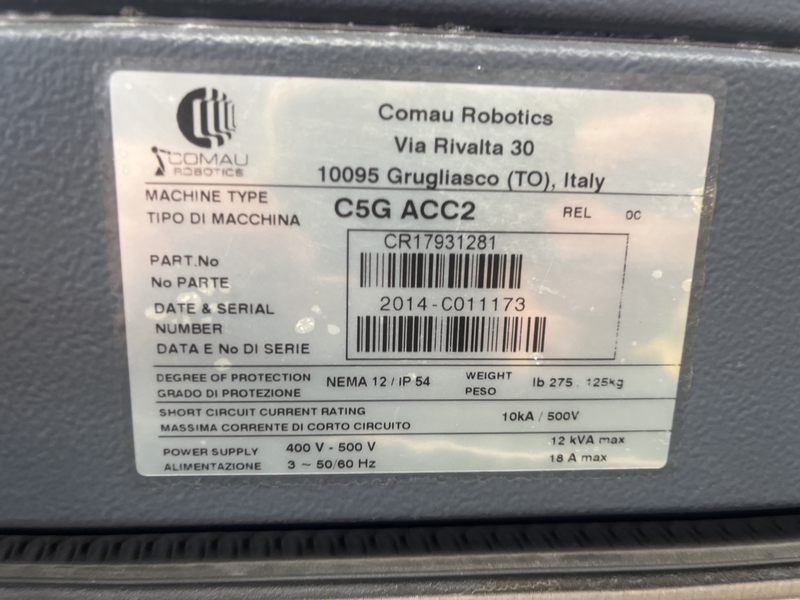 ROBOT ANTROPOMORFO SMART-5 NJ4-170-2.5 ;ASSI:6 ;SBRACCIO:2500 MM ;PORTATA AL POLSO:170 KG ;PREDISPOSIZIONE:MANIPOLAZIONE ANNO DI COSTRUZIONE:2014; COMPLETO DI:CAVI DI ALIMENTAZIONE;QUADRO ELETTRICO TIPO:C5G ACC2-E-TASTIERINO DI PROGRAMMAZIONE;ROBOT NUOVO