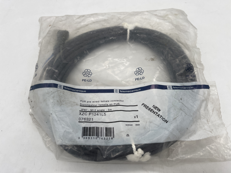Pur pre wired female connector ip67 m12 angle 5 metri Xzc p1241l5